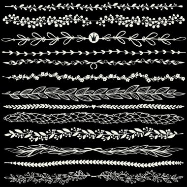 Vintage floural doodle kenarlık kümesi