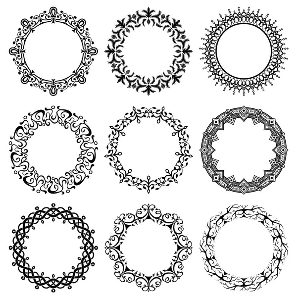 Verzameling van vector ronde vintage frames — Stockvector