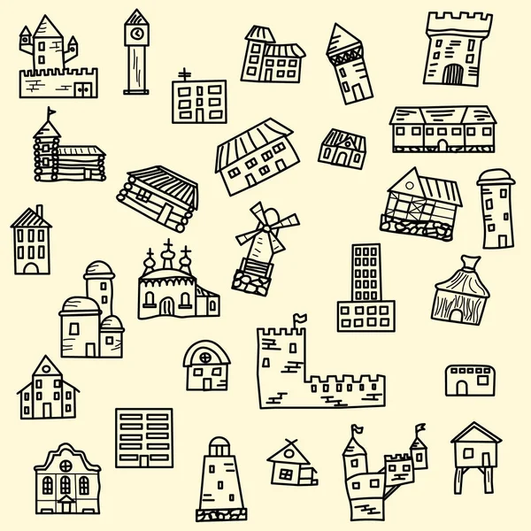 Set of vector doodle houses — Stock Vector