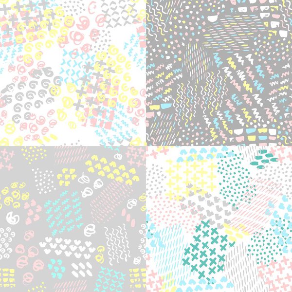 Набор нарисованных вручную безморских узоров. Векторная иллюстрация
