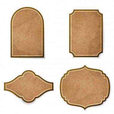 Deri gerçekçi vintage vektör etiket kümesi