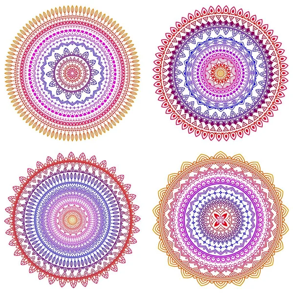 Conjunto de mandalas vectoriales coloridos — Vector de stock