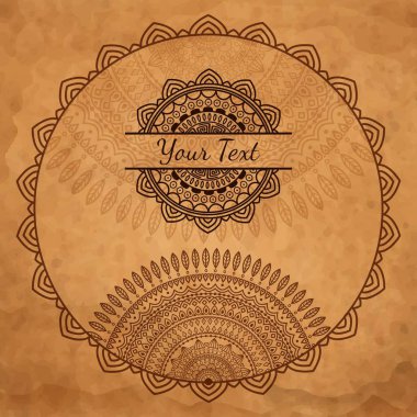 Grunge arka plan yuvarlak süs çerçeve ile