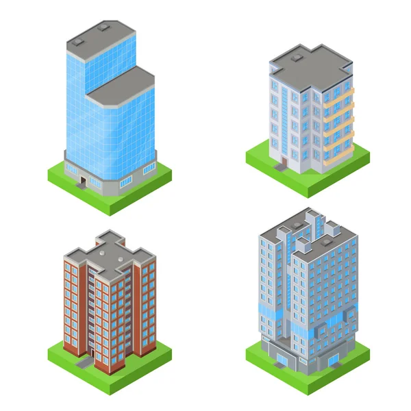 İzometrik blok evleri kümesi