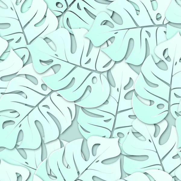 Nahtloser Hintergrund Mit Lasergeschnittenen Tropischen Blättern — Stockvektor