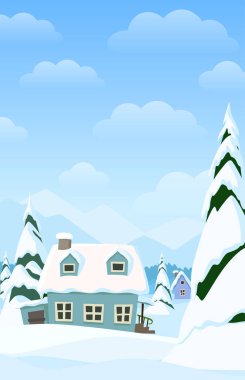 Vektör dikey, yatay, kış Köyü