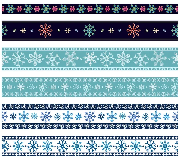 雪の結晶の飾りのシームレスなパターン ベクトル図 — ストックベクタ
