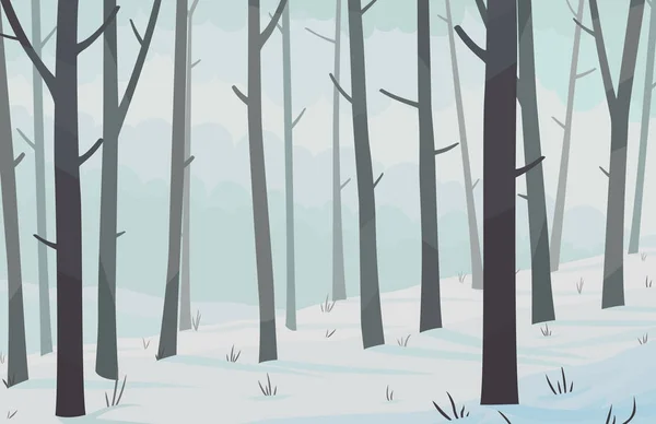 Invierno Fores Horizontal Paisaje Ilustración Vectorial — Archivo Imágenes Vectoriales