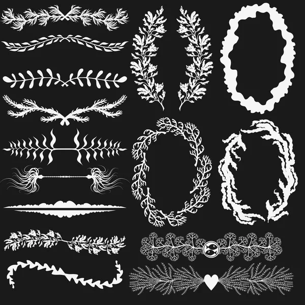 Set von Vektor-Dekorationen in schwarz und weiß. — Stockvektor