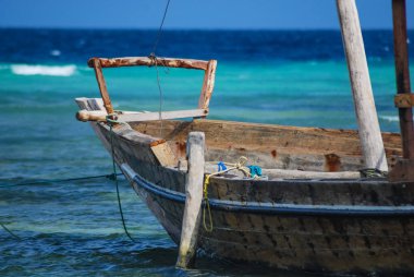 Tekneler, sahil, mavi gökyüzü, Zanzibar