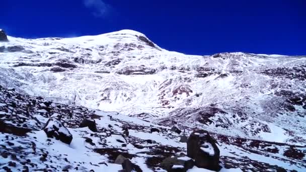 Uitzicht Het Dichtstbijzijnde Punt Van Zon Chimborazo Volcano Ecuador — Stockvideo