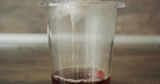 Filter Coffee Dripping Transparent Glass — Stock Video