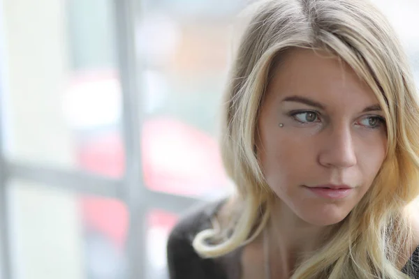 Head Shot of a Beautiful Blond Woman with Brown Eyes — Stock Photo, Image