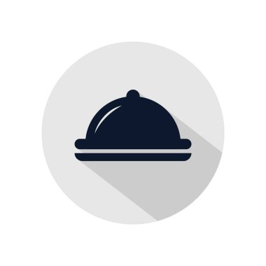 Yemek, yemek, sipariş yemeği, restoran ikonu vektörü. Çatal bıçak takımı gri dairede izole edilmiş.