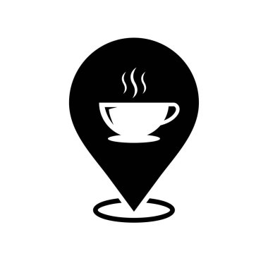 Kafe konum simgesi vektörü, Kafe konum simgesinin siyah navigasyonu