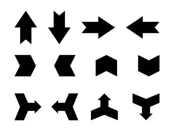 矢印はベクトルを設定します。白い背景に隔離された黒い矢印アイコン — ストックベクタ