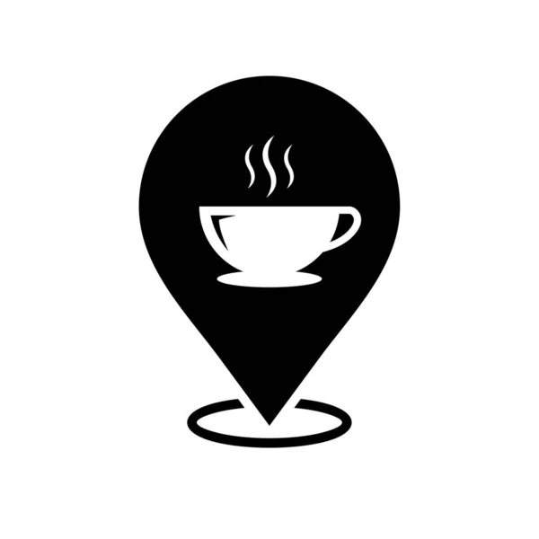 Vector de icono de ubicación de café, navegación negra de icono de ubicación de café — Archivo Imágenes Vectoriales