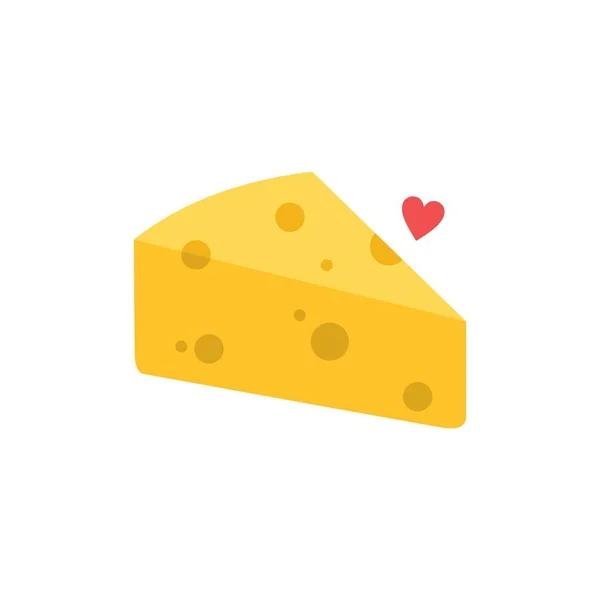 Vetor de queijo com ícone de amor. Ilustração vetorial do queijo — Vetor de Stock