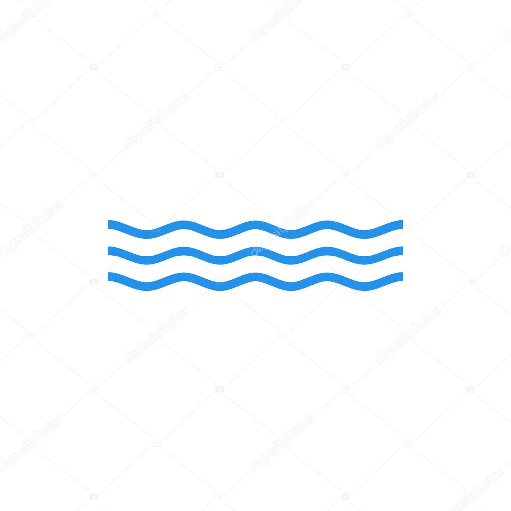 Line water wave icon vector. Line wave logo design template