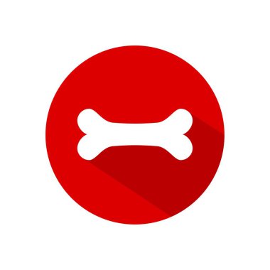 Köpek kemiği simgesi vektörü kırmızı dairede izole edildi