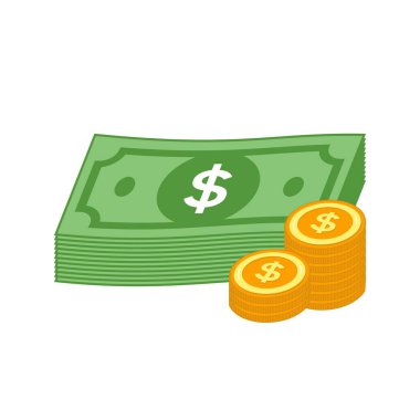 Dolar vektör simgesi, para dolarları para ve kağıt tabela - dolar sembolü