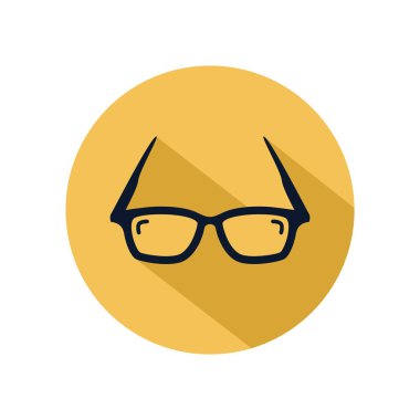 havalı güneş gözlüğü ikonu vektörü, inek moda optik çerçeve aksesuarı sarı daire üzerinde izole