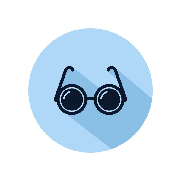 Occhiali cerchio icona vettoriale, illustrazione di occhiali simbolo isolato su cerchio blu — Vettoriale Stock