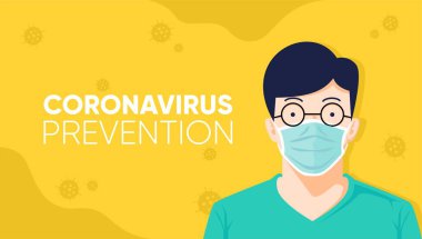 Yüz maskesi takarak Coronavirus önleme. Erkek önleme covid-19