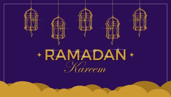 Modèle Bannière Affiche Ramadan Kareem Avec Illustration Lanterne — Image vectorielle