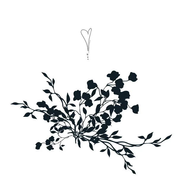 ハートの黒い花 — ストックベクタ