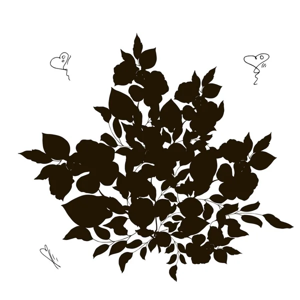 Çiçeklerin Siyah Silueti — Stok Vektör
