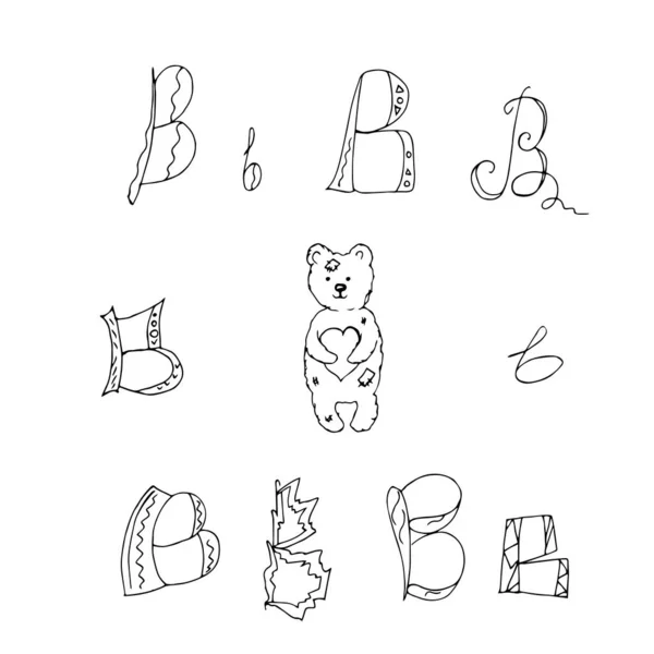 Lettres Avec Ours Coeurs — Image vectorielle