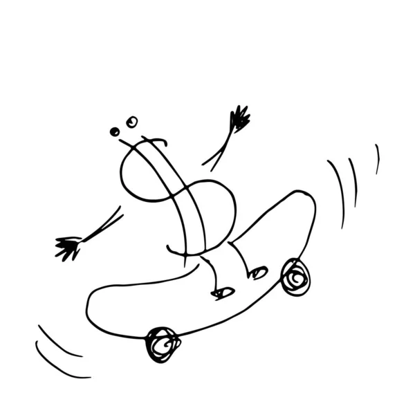 Dollar Auf Skateboard Einfaches Doodle — Stockvektor