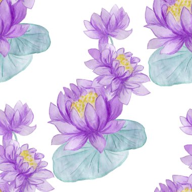 Menekşe nilüferli suluboya arkaplan