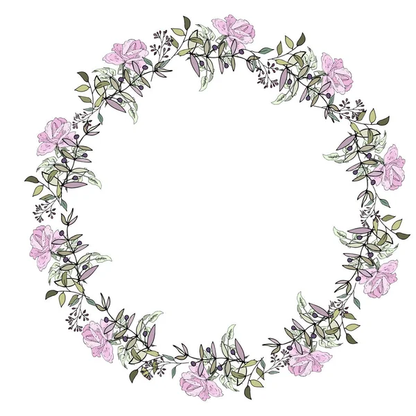 Beyaz arka planda yeşil yapraklı, yuvarlak pembe güller.