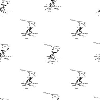 Beyaz arka planda kuşların izole edildiği pürüzsüz desen