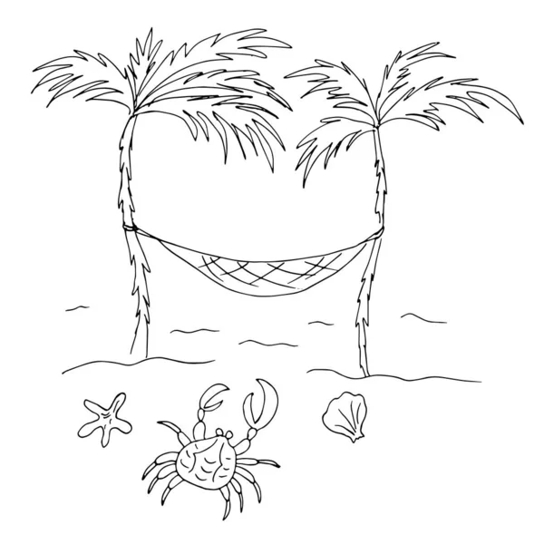 Vector Illustration Sketch Beach — Stock Vector
