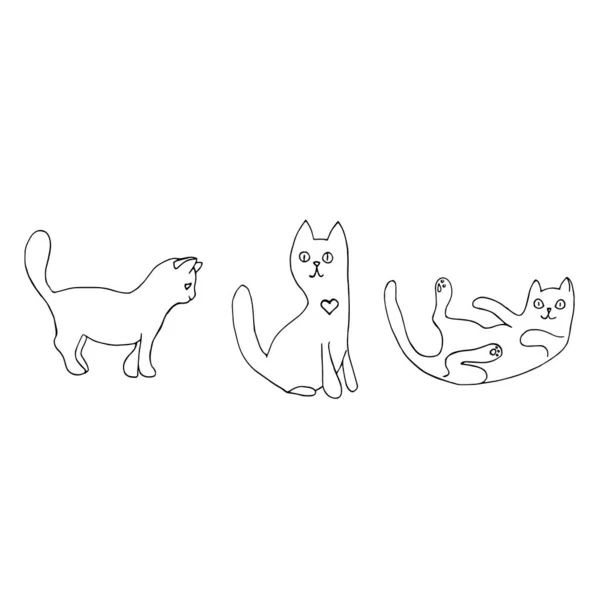 Chats Isolés Sur Fond Blanc — Image vectorielle