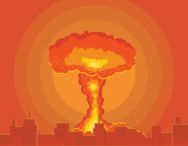 Mushroom cloud explosion in a city — Stock Vector