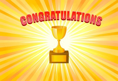 Tebrikler metin vektör ile Altın Kupa 