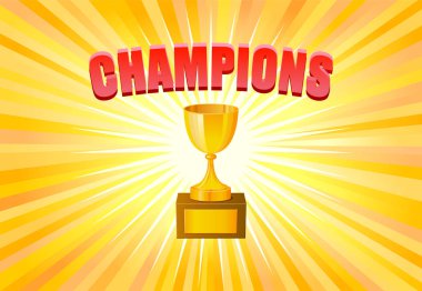 Golden trophy with Champions text poster vector clipart