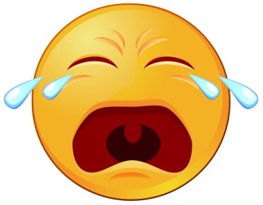 Ağlayan emoji veya ifade vektör simgesi