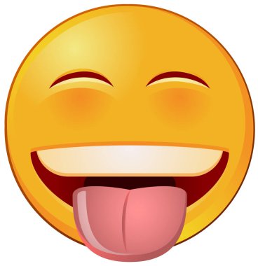 Emoji vektör simge yapışmasını dil ile gülüyor