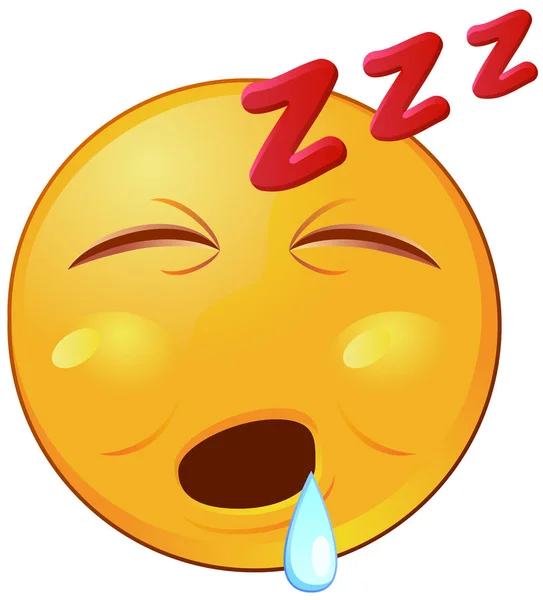 Dormir emoji con icono de vector de saliva — Vector de stock