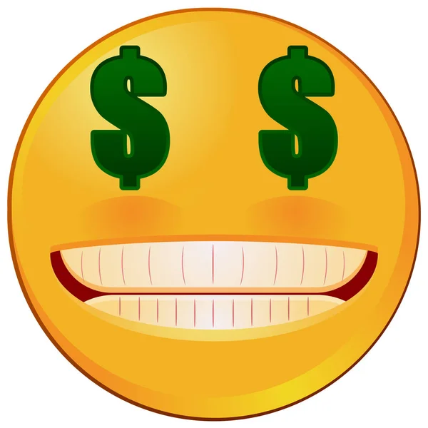 Emoji avec l'icône vectorielle d'yeux de dollar américain — Image vectorielle