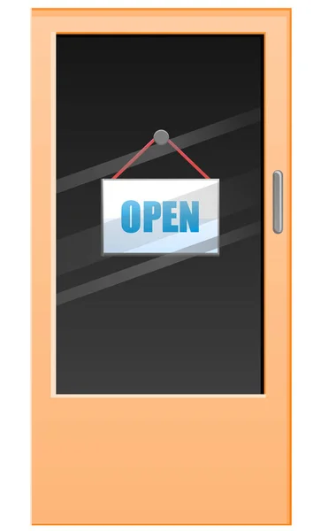 Winkel deur met Open opknoping sign vector — Stockvector
