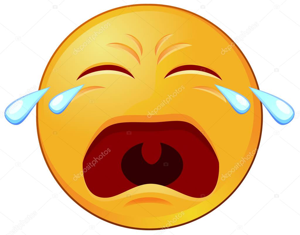 Crying emoji or emoticon vector icon