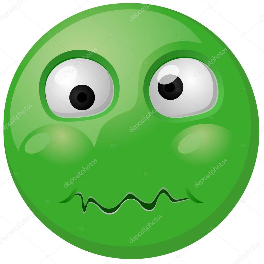 Disgusted green emoji vector icon