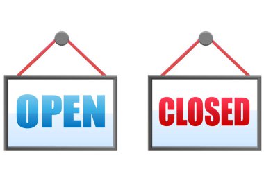 Açık ve kapalı işareti vektör simgesi