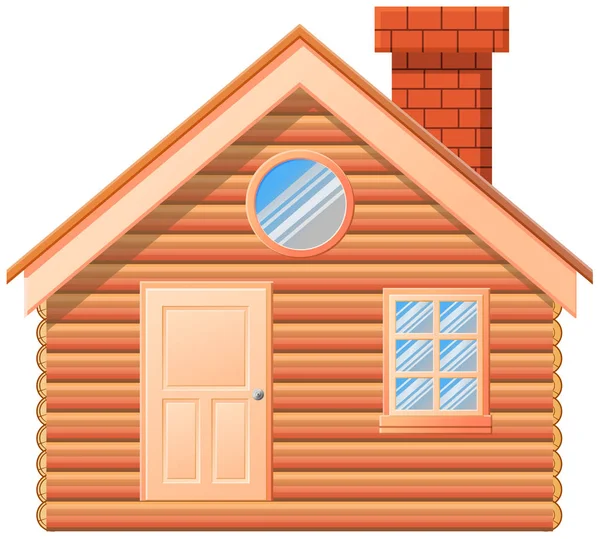 Small Log Cabin House Chimney Vector — Stock Vector